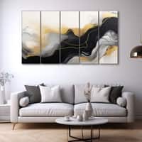 The Castle Decor Marble Abstract Art Wall Painting Wooden Framed  Painting 27x48 Inch Style 3