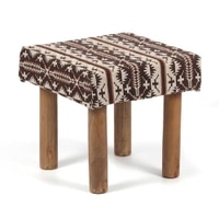 Kingsville Solid Wood Stool in Stripe Brown Jackard fabric