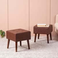 Axel Faux Leather Tufted Wooden Stool for living room Set of 2