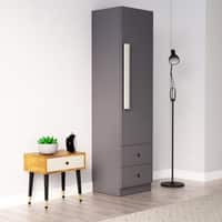 Hexa Red Wooden 1 Door Wardrobe with 2 Drawers and Hanging Space in Slate Grey Colour