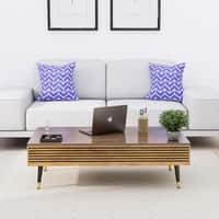 Hexa Engineered Wood Coffee Table With Metal Legs In Flower Wenge