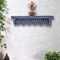 Fura Grey Colour Solid Wood Handcarved Floating Wall shelf