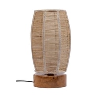 Beda Beige Bamboo Shade Table Lamp with Natural Wooden Base