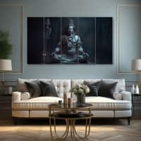 The Castle Decor Lord Shiva Wall Painting Wooden Framed 27x48 Inch (Style 12)