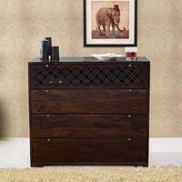 Alaca Solid Wood Chest of 4 Drawers in Mahogany Finish