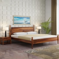 Bala Solid Wood Queen  Size Bed Without Storage (Teak Finish)