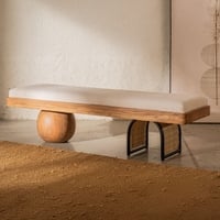 Andaman Avis Solid Wood Bench in Off White Colour