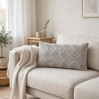 Danube Bright Silver Cotton Knitted Decorative Cushion Cover 12 x 20 Inches