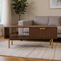 Velin Ridged Coffee Table with Drawer Dark Ash