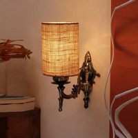 Devansh Metal Electric Wall Light in Antique Gold Colour with Beige Shade Count of 1 Light