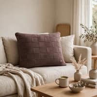 Square Check Nutmeg Decorative Cushion Cover 16 x 16 Inches