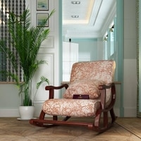 Brandilyn Solid Wood Rocking Chair in Beige printed Colour