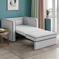 Elano Modern Premium  1 Seater Boucle  Pull Out Sofa Cum Bed with Improted Mechanism In white  Color
