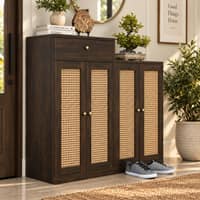 Danta Sheesham Wood Shoerack  In Walnut Finish  with Rattan Door