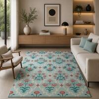 Imperial Knots Blue Multicolor Kilim Hand Woven Dhurrie 5x7 Feet