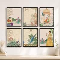 The Castle Decor Madhubani Pichwai Wall Art Set of 6 Design 3 10x13 Inch
