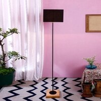 Drake Black Cotton Shade Floor Lamp