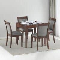 Murphy 4-To-6 Extendable - Dalla 4 Seater Dining Table Set (Colour- Grey , Finish- Dark Walnut)