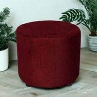 Iris Round Pouffee in Mossy Maroon Fabric