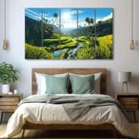 The Castle Decor Nature Landscape Wall Art Set of 5 Wooden Framed Digital Painting 27x48 Inch