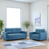 Dayton Pine Wood Contemporary 3+2 Seater Sofa (Teal Blue Fabric)