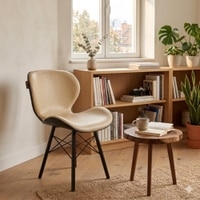 Superb Leatherette Dining Chair in Cream & Black Colour
