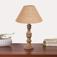 Devansh Beige Jute Table Lamp With  Wood Natural Base(10X18 Inches)-34