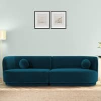 Izza Velvet 4 Seater Sofa in T Blue Colour