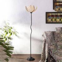 Tatum Beige Bamboo Shade With Iron Floor Lamp