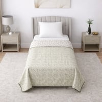 Meera White & Green Floral Cotton Dohar Set Of 2 Reversible Single Bed 350 Tc Size 240 X 160 Cms
