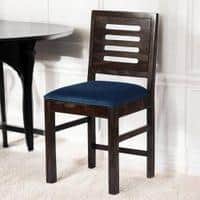Rosslyn Sheesham Wood Dining Chair in Mahogany Finish & Navy Blue Velvet Cushion Seat