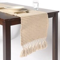 Handwoven Cotton and Jute Tasseled Table runner