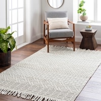 Geometric & Stripes Ivory Wool Rug