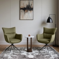 Beck Swivel Metal Dining Chair Set Of 2 In Olive Leatherette