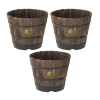 VegTrug Wooden Barrel Planters 37cm Burnt Oak