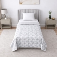 Ona White & Grey Floral Cotton Dohar Set Of 2 Reversible Single Bed 400 Tc Size 240 X 160 Cms