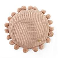 Pom Pom Crepe Round Knitted Cushion Cover  16 Dia Inches