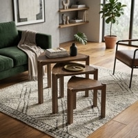Clapton Nested Table Set of 3 in Finish Danish Walnut