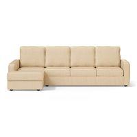 Apollo Compact Sofa (Colour : Pearl, Cushion : Hard, Back Type : High Back, Seating Capacity : Left Aligned 3 Seater + Left Aligned Chaise + Ottoman)