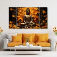 The Castle Decor Lord Buddha Meditation Wall Painting Wooden Framed 27x48 Inch (Style 10)