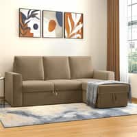 Kowloon Sectional 3 Seater Pull Out  Sofa Cum Bed with Storage in Fawn Velvet Colour