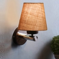 Devansh Metal Electric Wall Light in Beige Colour with Beige Shade Count of 1 Light