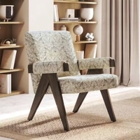 Chandigarh Lounge Chair in Rustic Green Damask Colour