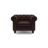 Winchester 1 Seater Half Leather Sofa in Chocolate Colour