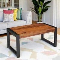 Hamstreet Sheesham Wood Contemporary Rectangle Coffee Table In Natural Teak Finish