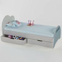 Cloud Tails Engineered Wood Drawer Storage Bed in Dark Grey Colour