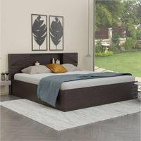 Galene Solid Wood Queen Size Drawer Storage Bed In Melamine Finish