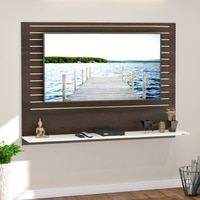 BLUEWUD Reyloye Large Engineering Wood Wall Mount TV Entertainment Unit Set Top Box Stand/TV Cabinet Panel with Shelves for Books & D�cor Display Unit Bed Living Room Upto 60"(Wenge & White)