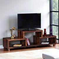 Allen Sheesham Wood Minimalist Tv Entertainment Unit For Tv Upto 55 Inch In Provisional Teak Finish