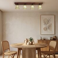 Hexagon Brown Solid Wood Ceiling Light